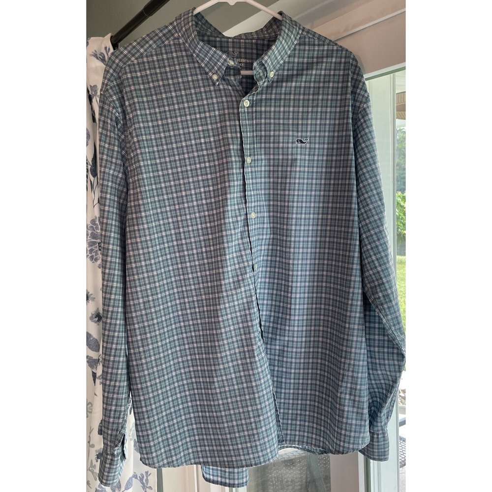 Vineyard Vines Performance Whale Shirt Men XL Classic Fit Stretch Long Sleeve